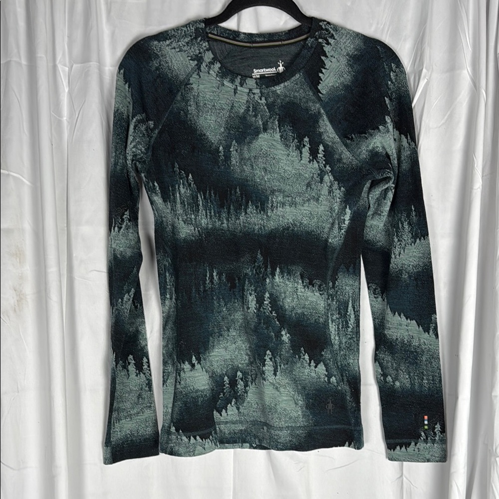 Smartwool Green Fitted Graphic Hoodie Long Sleeve
